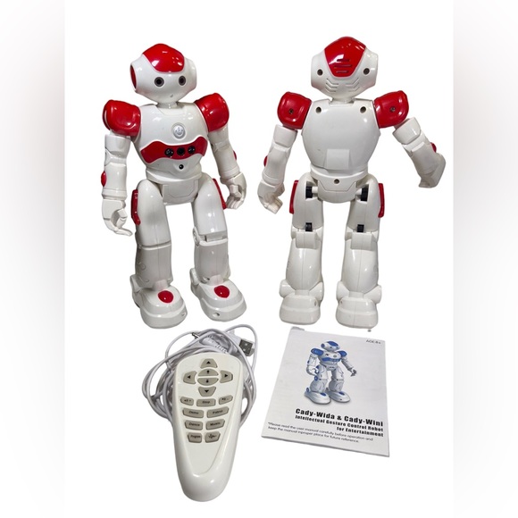 Two SAME WIN Allok Mechanics Motion Sensing & Remote Control Robots Red & White - Picture 13 of 15